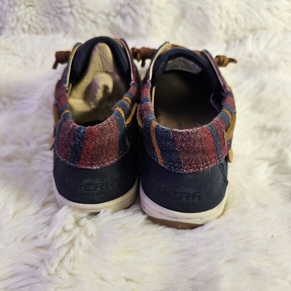 Sperry Top Sider Boat Shoes Leather Multicolor Plaid Slip On Women 7M Fisherman - Picture 4 of 8